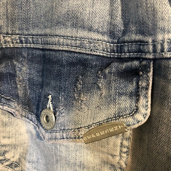 Represent Distressed Denim Jacket - Bleach Wash - Picture 3 of 4